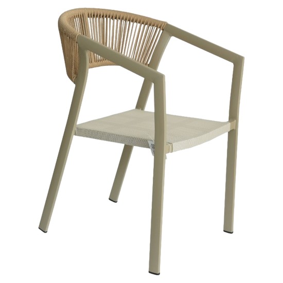 Πολυθρόνα Κήπου  FIJI Μπεζ/Φυσικό Αλουμίνιο/Rattan 56x60x78cm