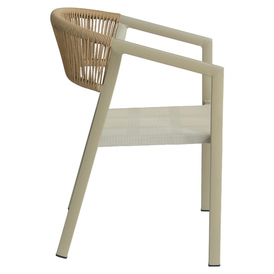 Πολυθρόνα Κήπου  FIJI Μπεζ/Φυσικό Αλουμίνιο/Rattan 56x60x78cm