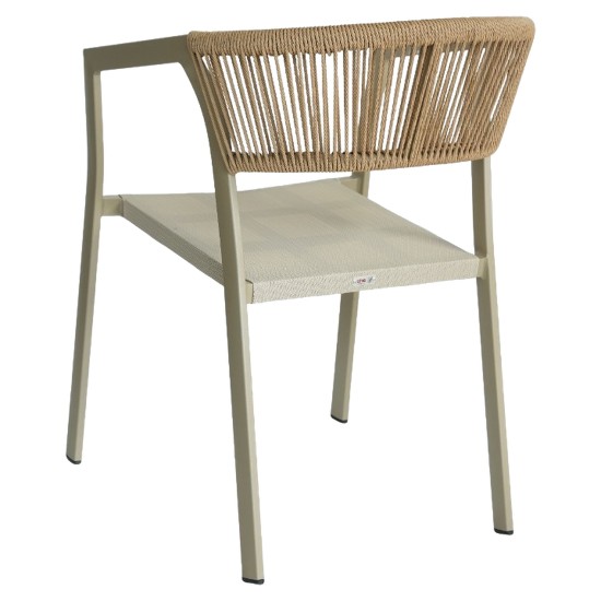 Πολυθρόνα Κήπου  FIJI Μπεζ/Φυσικό Αλουμίνιο/Rattan 56x60x78cm