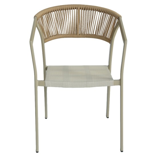 Πολυθρόνα Κήπου  FIJI Μπεζ/Φυσικό Αλουμίνιο/Rattan 56x60x78cm