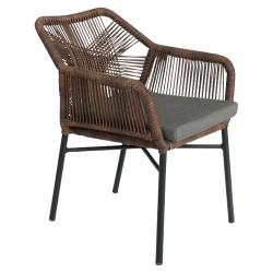 Πολυθρόνα Κήπου  MAURITIUS Μαύρο/Φυσικό Αλουμίνιο/Rattan 57x65x84cm