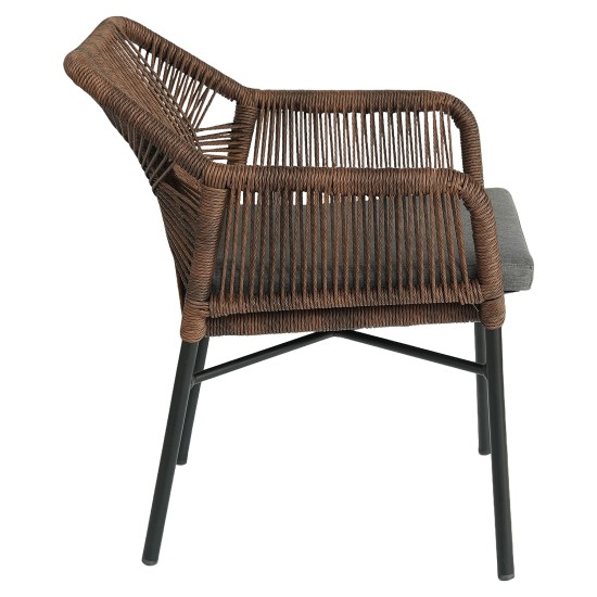 Πολυθρόνα Κήπου  MAURITIUS Μαύρο/Φυσικό Αλουμίνιο/Rattan 57x65x84cm