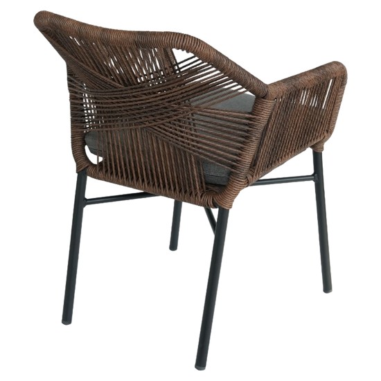 Πολυθρόνα Κήπου  MAURITIUS Μαύρο/Φυσικό Αλουμίνιο/Rattan 57x65x84cm
