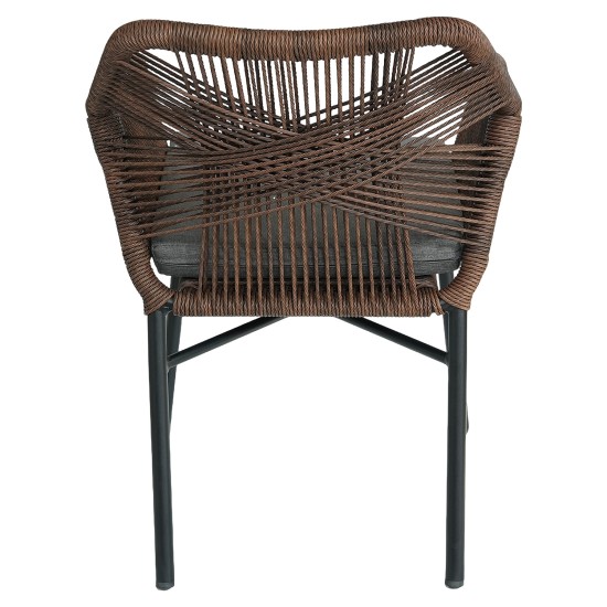 Πολυθρόνα Κήπου  MAURITIUS Μαύρο/Φυσικό Αλουμίνιο/Rattan 57x65x84cm