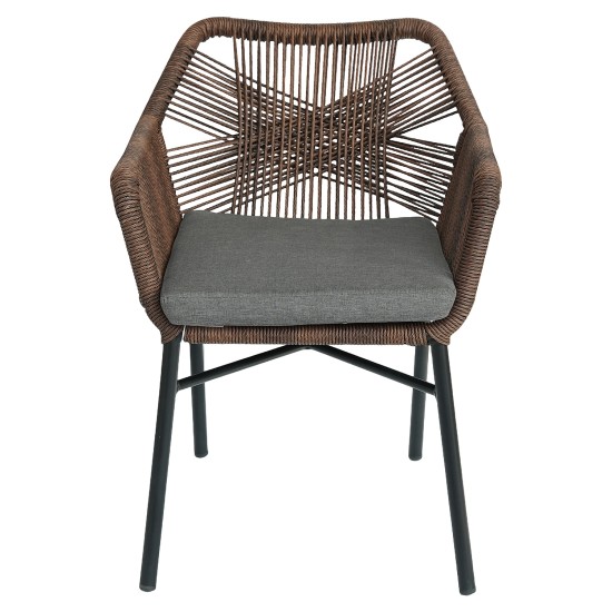 Πολυθρόνα Κήπου  MAURITIUS Μαύρο/Φυσικό Αλουμίνιο/Rattan 57x65x84cm