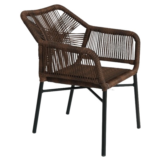 Πολυθρόνα Κήπου  MAURITIUS Μαύρο/Φυσικό Αλουμίνιο/Rattan 57x65x84cm