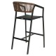 Σκαμπό Bar  SANTORINI Μαύρο/Φυσικό Αλουμίνιο/Rattan 55x56x99cm