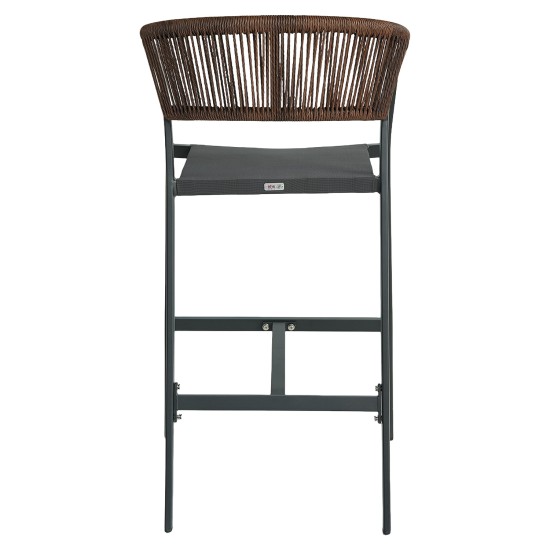Σκαμπό Bar  SANTORINI Μαύρο/Φυσικό Αλουμίνιο/Rattan 55x56x99cm