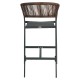 Σκαμπό Bar  SANTORINI Μαύρο/Φυσικό Αλουμίνιο/Rattan 55x56x99cm