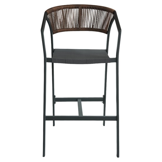 Σκαμπό Bar  SANTORINI Μαύρο/Φυσικό Αλουμίνιο/Rattan 55x56x99cm