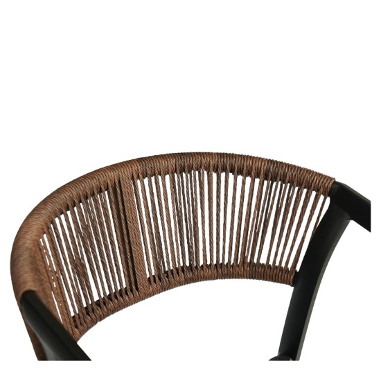 Σκαμπό Bar  SANTORINI Μαύρο/Φυσικό Αλουμίνιο/Rattan 55x56x99cm