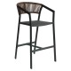 Σκαμπό Bar  SANTORINI Μαύρο/Φυσικό Αλουμίνιο/Rattan 55x56x99cm