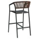Σκαμπό Bar  SANTORINI Ανθρακί/Φυσικό Αλουμίνιο/Rattan 55x56x99cm