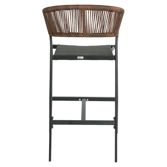Σκαμπό Bar  SANTORINI Ανθρακί/Φυσικό Αλουμίνιο/Rattan 55x56x99cm