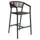 Σκαμπό Bar  SANTORINI Ανθρακί/Φυσικό Αλουμίνιο/Rattan 55x56x99cm