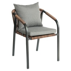 Πολυθρόνα Κήπου  CURACAO Μαύρο/Φυσικό Αλουμίνιο/Rattan 57x60x84cm