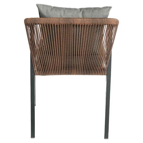Πολυθρόνα Κήπου  CURACAO Μαύρο/Φυσικό Αλουμίνιο/Rattan 57x60x84cm
