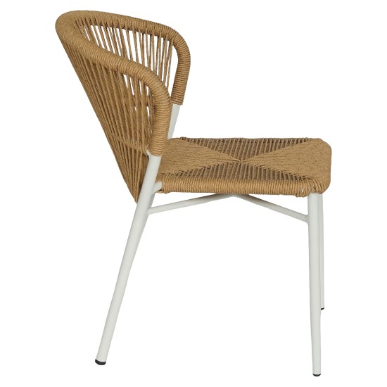 Καρέκλα Κήπου  RIVIERA Λευκό/Φυσικό Αλουμίνιο/Rattan 57x61x79cm