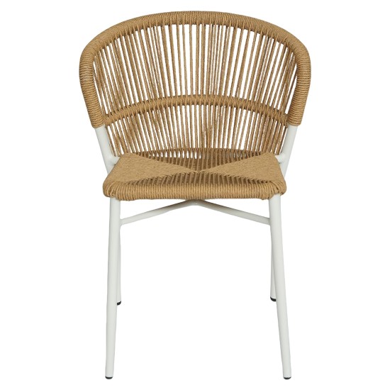 Καρέκλα Κήπου  RIVIERA Λευκό/Φυσικό Αλουμίνιο/Rattan 57x61x79cm