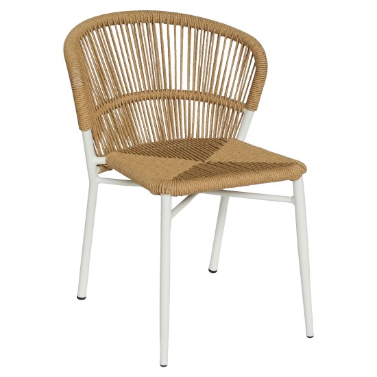 Καρέκλα Κήπου  RIVIERA Λευκό/Φυσικό Αλουμίνιο/Rattan 57x61x79cm