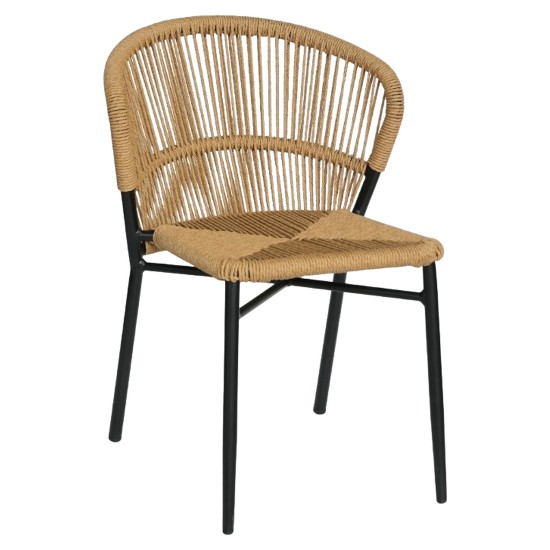Καρέκλα Κήπου  RIVIERA Μαύρο/Φυσικό Αλουμίνιο/Rattan 57x61x79cm