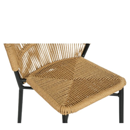 Καρέκλα Κήπου  RIVIERA Μαύρο/Φυσικό Αλουμίνιο/Rattan 57x61x79cm