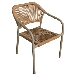 Πολυθρόνα Κήπου  MOOREA Μπεζ/Φυσικό Αλουμίνιο/Rattan 58x56x79cm