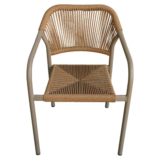 Πολυθρόνα Κήπου  MOOREA Μπεζ/Φυσικό Αλουμίνιο/Rattan 58x56x79cm