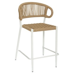 Σκαμπό Bar  CEBU Λευκό/Φυσικό Αλουμίνιο/Rattan 60x60x99cm