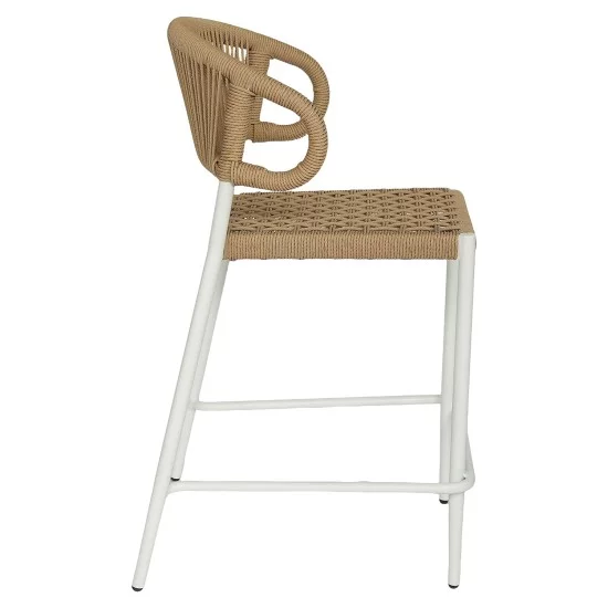 Σκαμπό Bar  CEBU Λευκό/Φυσικό Αλουμίνιο/Rattan 60x60x99cm