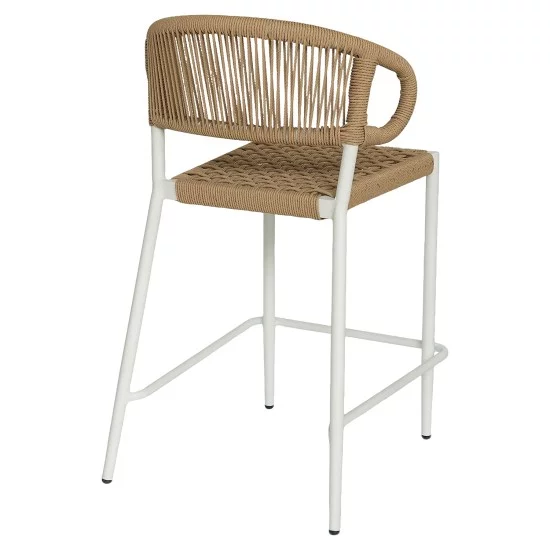 Σκαμπό Bar  CEBU Λευκό/Φυσικό Αλουμίνιο/Rattan 60x60x99cm
