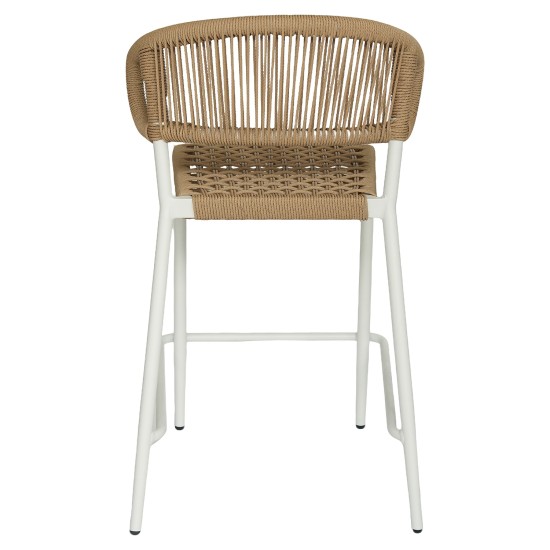 Σκαμπό Bar  CEBU Λευκό/Φυσικό Αλουμίνιο/Rattan 60x60x99cm