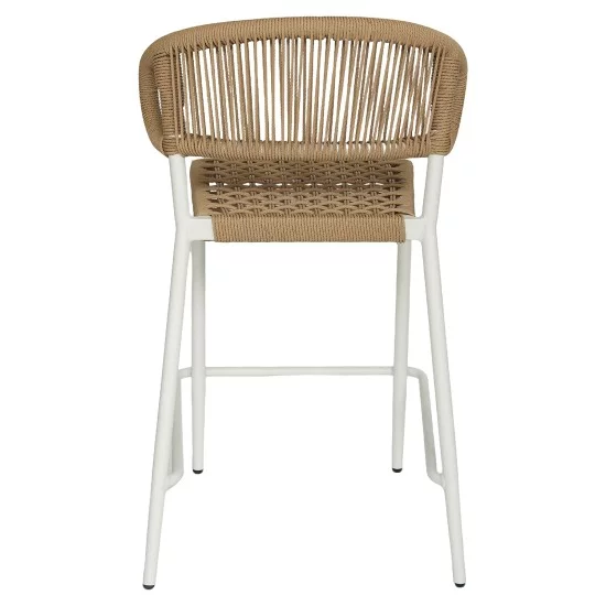 Σκαμπό Bar  CEBU Λευκό/Φυσικό Αλουμίνιο/Rattan 60x60x99cm