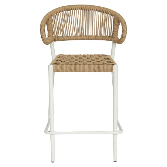 Σκαμπό Bar  CEBU Λευκό/Φυσικό Αλουμίνιο/Rattan 60x60x99cm