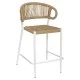 Σκαμπό Bar  CEBU Λευκό/Φυσικό Αλουμίνιο/Rattan 60x60x99cm