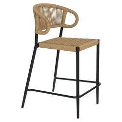 Σκαμπό Bar  CEBU Μαύρο/Φυσικό Αλουμίνιο/Rattan 60x60x99cm