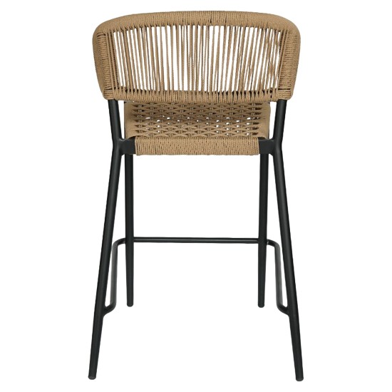 Σκαμπό Bar  CEBU Μαύρο/Φυσικό Αλουμίνιο/Rattan 60x60x99cm