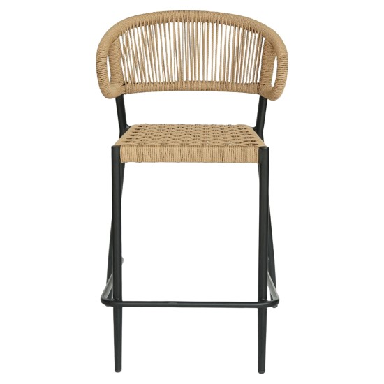 Σκαμπό Bar  CEBU Μαύρο/Φυσικό Αλουμίνιο/Rattan 60x60x99cm