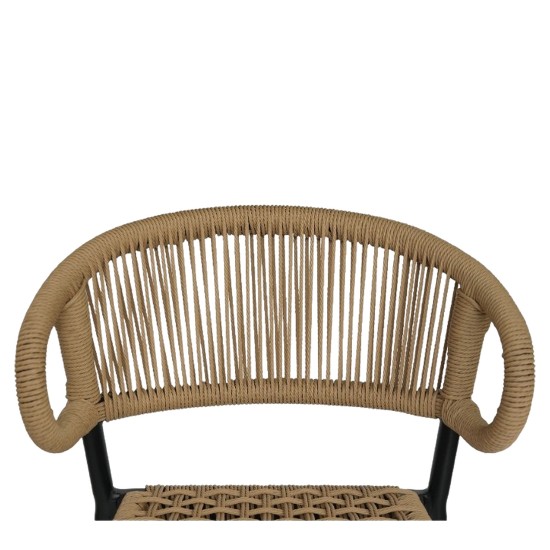 Σκαμπό Bar  CEBU Μαύρο/Φυσικό Αλουμίνιο/Rattan 60x60x99cm