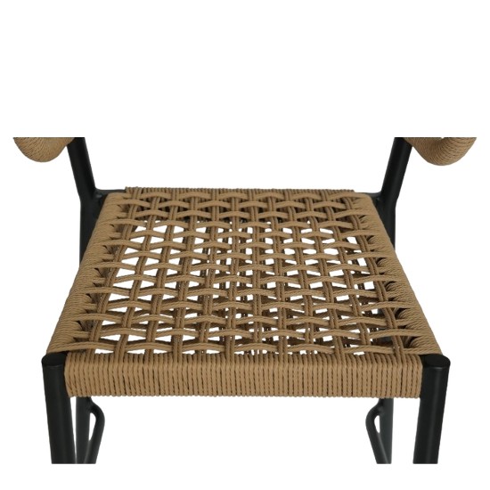 Σκαμπό Bar  CEBU Μαύρο/Φυσικό Αλουμίνιο/Rattan 60x60x99cm