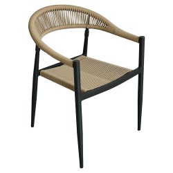 Πολυθρόνα Κήπου  MALINDI Μαύρο/Φυσικό Αλουμίνιο/Rattan 56x56x78cm