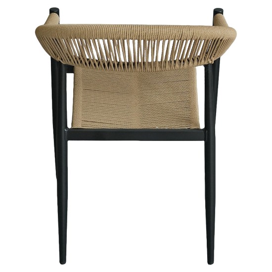 Πολυθρόνα Κήπου  MALINDI Μαύρο/Φυσικό Αλουμίνιο/Rattan 56x56x78cm