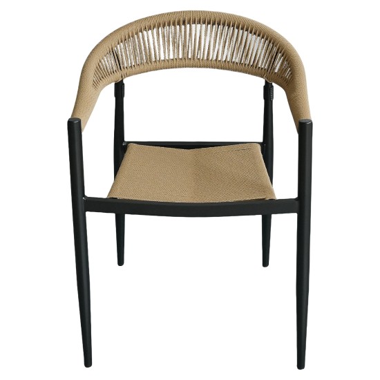 Πολυθρόνα Κήπου  MALINDI Μαύρο/Φυσικό Αλουμίνιο/Rattan 56x56x78cm