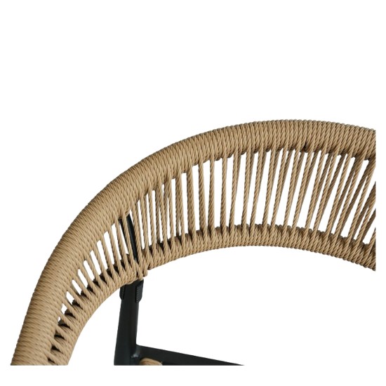 Πολυθρόνα Κήπου  MALINDI Μαύρο/Φυσικό Αλουμίνιο/Rattan 56x56x78cm