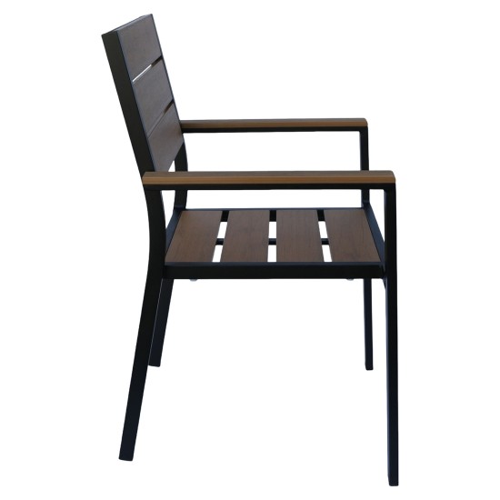Πολυθρόνα Κήπου  TOBAGO Μαύρο/Καρυδί Αλουμίνιο/Ξύλο 55x55x86cm