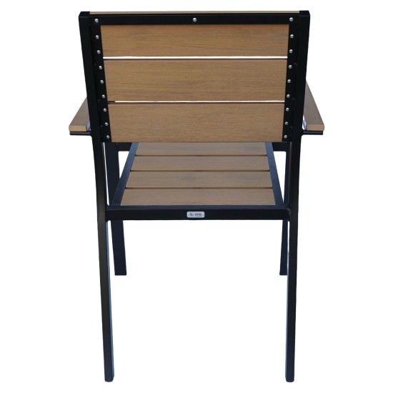 Πολυθρόνα Κήπου  TOBAGO Μαύρο/Καρυδί Αλουμίνιο/Ξύλο 55x55x86cm