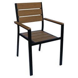 Πολυθρόνα Κήπου  TOBAGO Μαύρο/Καρυδί Αλουμίνιο/Ξύλο 55x55x86cm