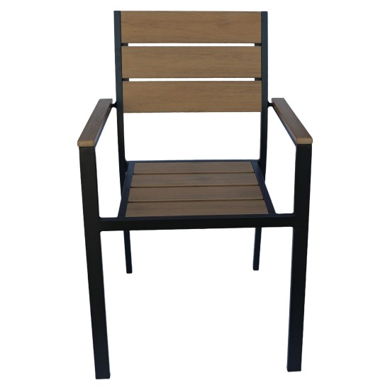 Πολυθρόνα Κήπου  TOBAGO Μαύρο/Καρυδί Αλουμίνιο/Ξύλο 55x55x86cm