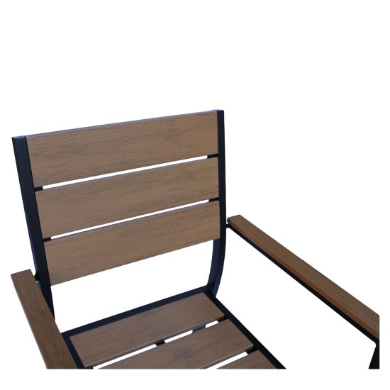 Πολυθρόνα Κήπου  TOBAGO Μαύρο/Καρυδί Αλουμίνιο/Ξύλο 55x55x86cm