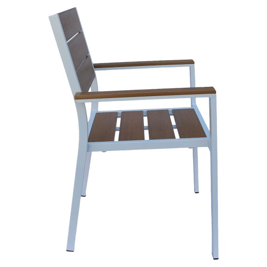 Πολυθρόνα Κήπου  TOBAGO Λευκό/Καρυδί Αλουμίνιο/Ξύλο 55x55x86cm